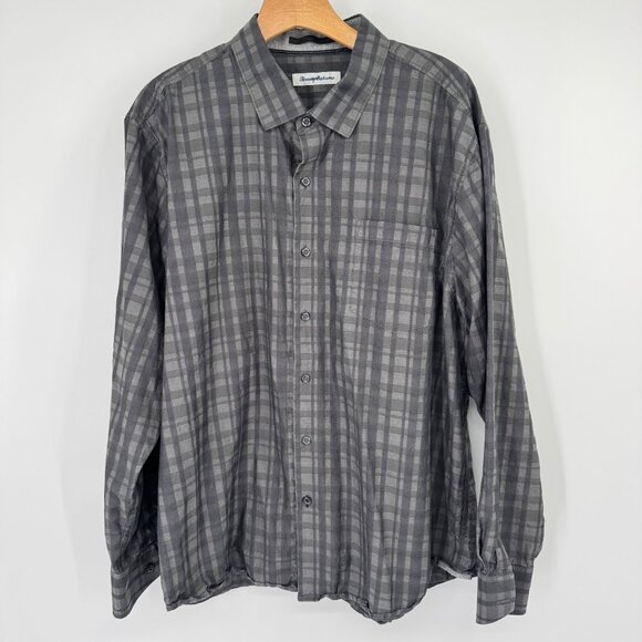 Tommy Bahama Mens Plaid Long Sleeve Button-Up Shirt Gray size XL silk cotton - Picture 6 of 12